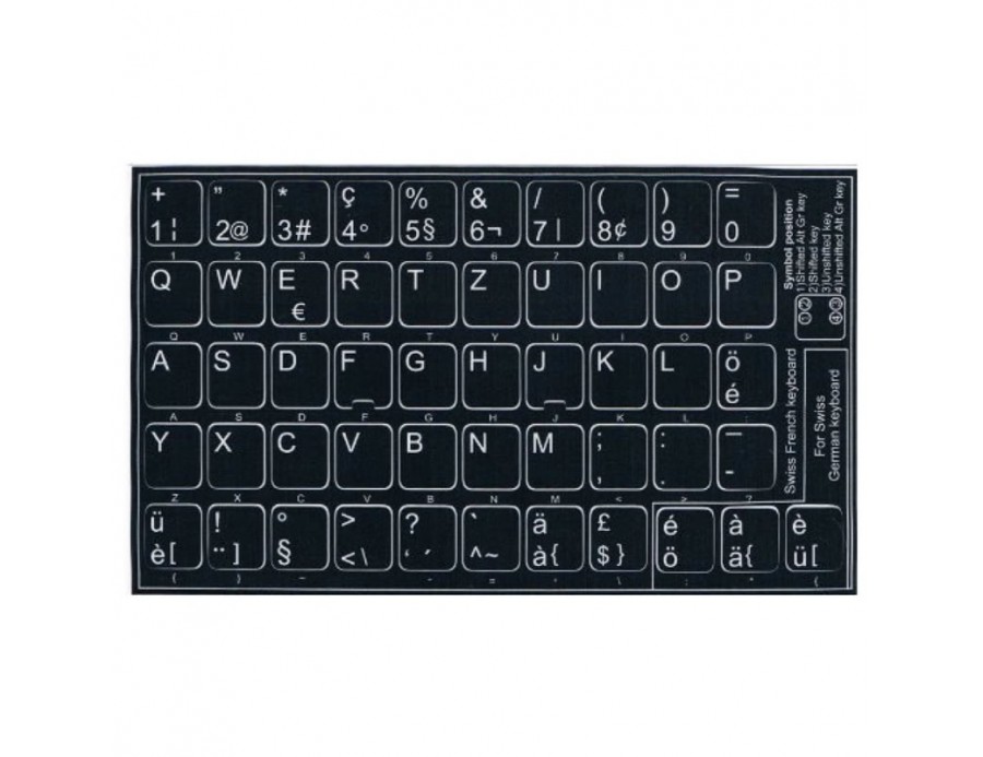 Touches Autocollantes Clavier QWERTZ Suisse Touches Autocollantes Clavier QWERTZ Suisse